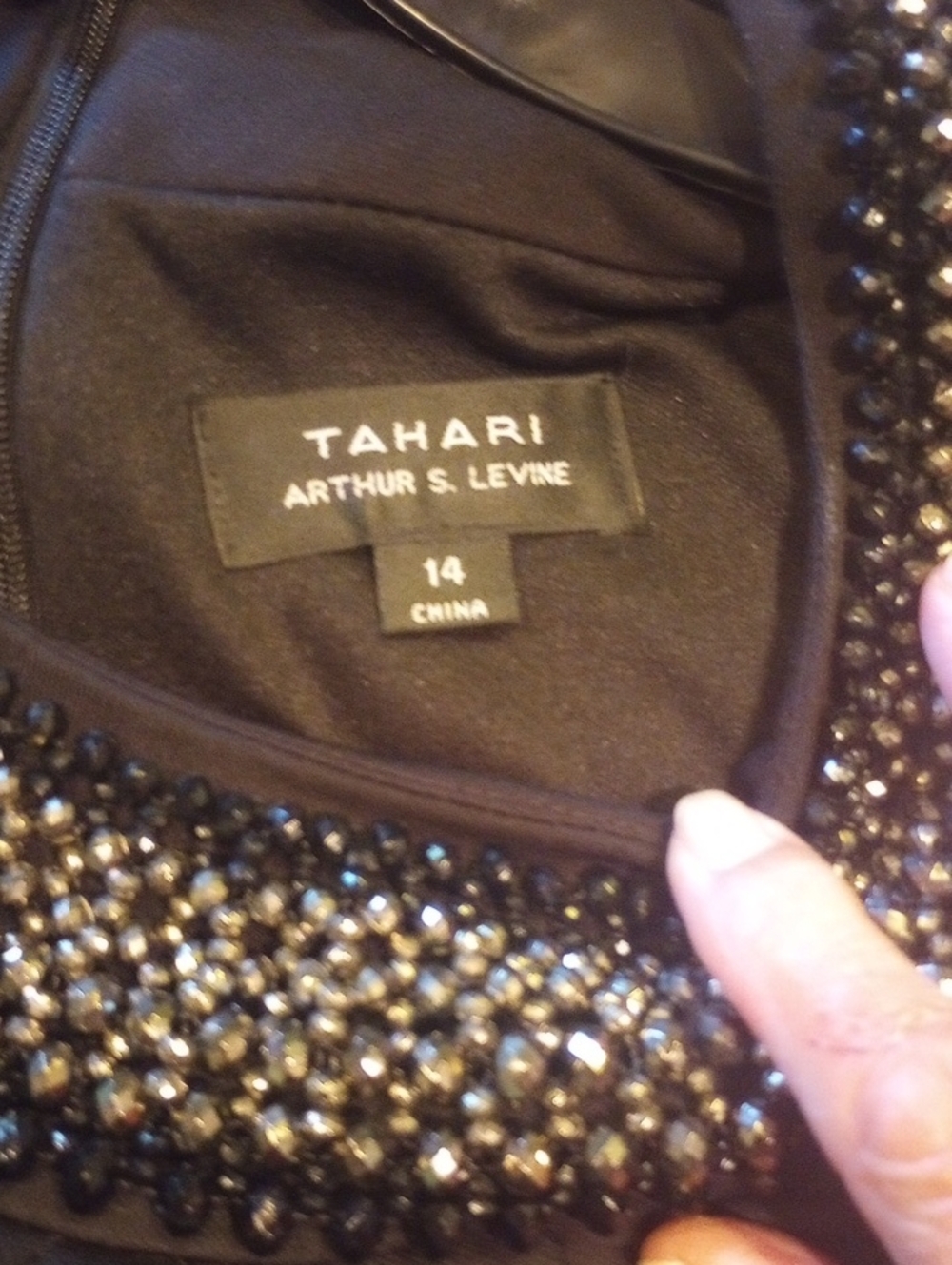 Tahari Black Sleeveless Dress With Bling neckline - Picture 6 of 7